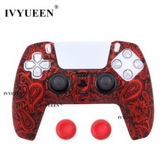 Water Transfer Printing védő szilikon tok Sony Playstation 5 PS5 vezérlőhöz gumi borítás Joystick hüvelykujj fogantyú sapkák