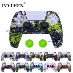 IVYUEEN Water Transfer Printing Szilikon tok PlayStation 5 PS5 kontroller védőburkolathoz DualSense Gamepad fedél fogantyúkhoz