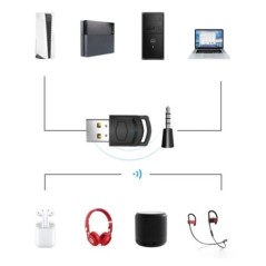 Bluetooth audioadapter vezeték nélküli fejhallgató-adapter vevő PS5/PS4 játékkonzolhoz, PC fejhallgató 2 az 1-ben USB Bluetooth 