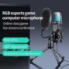 SF666R USB-mikrofon RGB-mikrofon kondenzátor vezetékes játékmikrofon Podcast-felvevő stúdióhoz Streaming laptop asztali számítóg