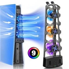 RGB hűtőventilátor a PS5 hatékony hűtőrendszerhez Háromfokozatú csendes hűtőventilátor PS5 konzolhoz Tartozékok Lemez és digitál