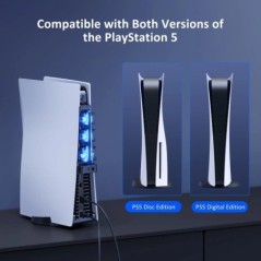 PS5-kiegészítők hűtőventilátora LED-fénnyel Playstation 5 lemezekhez és digitális kiadásokhoz egyaránt, játékkiegészítők hűtőren