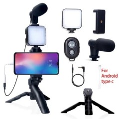 Smartphone Vlogging Kit iPhone Androidhoz Tripod Mini Microphone Starter Vlog készlettel a TikTok Live Stream Video YouTube szám