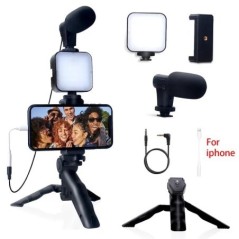 Smartphone Vlogging Kit iPhone Androidhoz Tripod Mini Microphone Starter Vlog készlettel a TikTok Live Stream Video YouTube szám