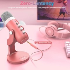 USB kondenzátor mikrofon Pink Stúdió Felvevő mikrofon PC-hez Mac Számítógép Telefon Játék Streaming Podcast ének ének Laptop Asz