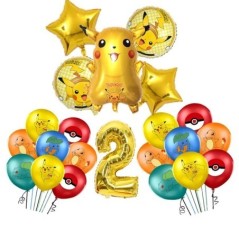 Pokémon Születésnapi Díszek Pikachu Buli Léggömbök Asztali tányér Szalvéta Banner Háttér dekoráció Fiúknak Gyerek Buli Kellékek