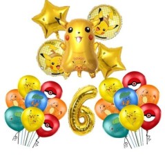 Pokémon Születésnapi Díszek Pikachu Buli Léggömbök Asztali tányér Szalvéta Banner Háttér dekoráció Fiúknak Gyerek Buli Kellékek