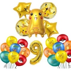 Pokémon Születésnapi Díszek Pikachu Buli Léggömbök Asztali tányér Szalvéta Banner Háttér dekoráció Fiúknak Gyerek Buli Kellékek