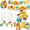 Pokémon Születésnapi Díszek Pikachu Buli Léggömbök Asztali tányér Szalvéta Banner Háttér dekoráció Fiúknak Gyerek Buli Kellékek