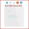 WiFi Smart Switch EU Light Wall Touch Switch 220V Neutral Wire Tuya Smart Life Work with Alexa Google Home 1/2/3/4 Gang