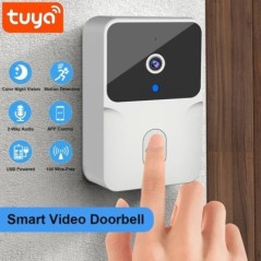 Tuya WiFi video csengő vezeték nélküli HD kamera PIR mozgásérzékelő infravörös riasztó biztonsági intelligens otthoni ajtócsengő