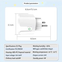 Intelligens aljzat EU 16A/20A AC100-240V Wifi Smart Plug Tápegység Alexa Google Home Voice Control Tuya Smart Life APP