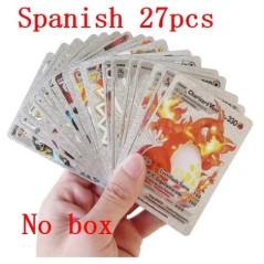 ÚJ 27-55 DB Cartas Pokemon Español Gold Cards Spanyol Angol Fóliás Gold Silve Cards Metalicas Charizard Vmax Gx játékkártya