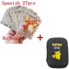 ÚJ 27-55 DB Cartas Pokemon Español Gold Cards Spanyol Angol Fóliás Gold Silve Cards Metalicas Charizard Vmax Gx játékkártya