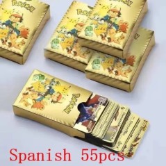 ÚJ 27-55 DB Cartas Pokemon Español Gold Cards Spanyol Angol Fóliás Gold Silve Cards Metalicas Charizard Vmax Gx játékkártya