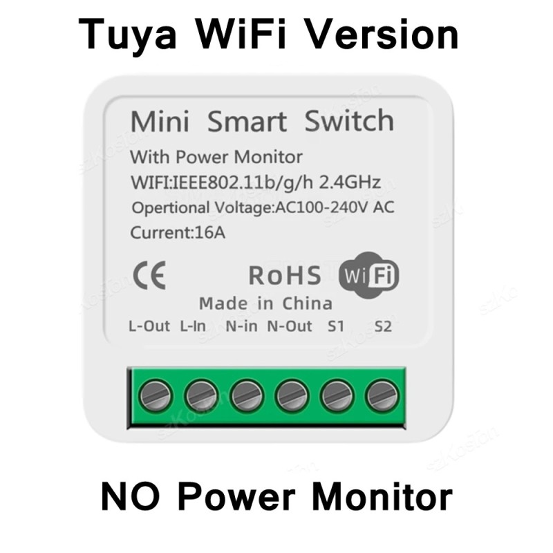 Tuya 16A ZigBee WiFi intelligens kapcsoló modul Power Monitor 2 Way Control Breaker-el működik az Alexa Google Home Smart Life a