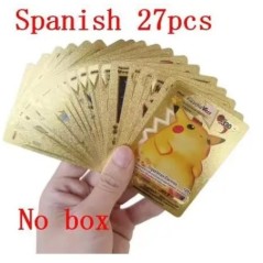 ÚJ 27-55 DB Cartas Pokemon Español Gold Cards Spanyol Angol Fóliás Gold Silve Cards Metalicas Charizard Vmax Gx játékkártya