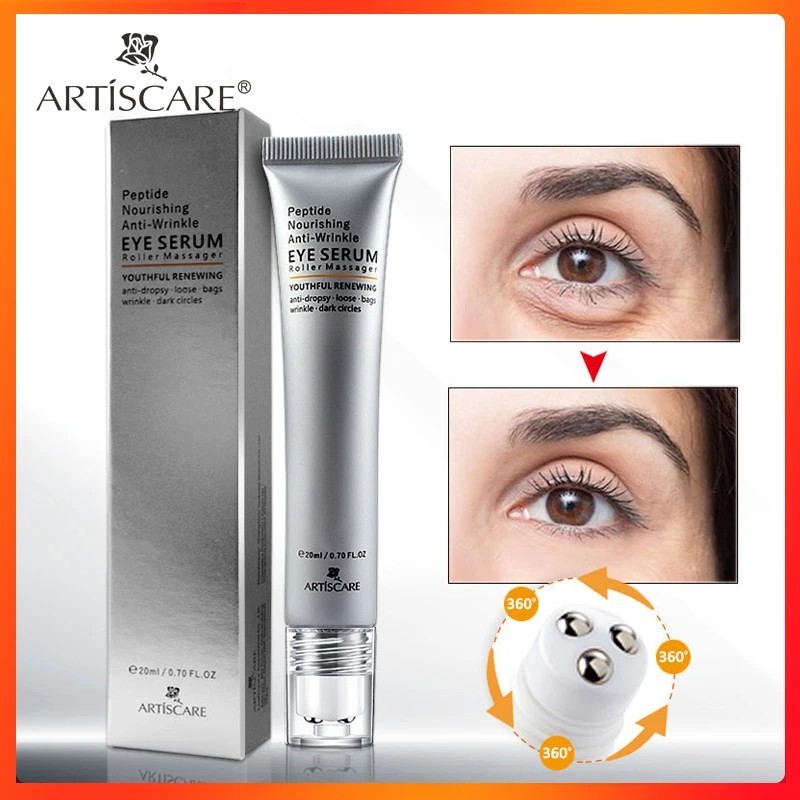 ARTISCARE Anti Dark Circles Eye Serum Peptid Anti Wrinkles Eye Bags Hialuronsavas krém görgős masszírozó szemkörnyékápoló