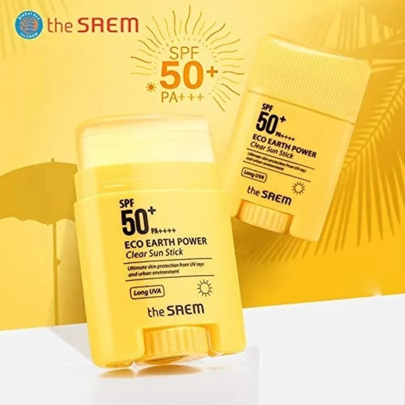 THE SAEM Eco Earth Power Clear Sun Stick SPF50+ PA+++ 16g UV védő krém antioxidáns olaj-kontroll SunCream Korea Cosmetics