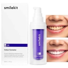 V34 30 ml SMILEKIT lila fehérítő fogkrém foltok eltávolítása csökkenti a sárguló fogak ápolását íny Friss lélegzet, világító fog