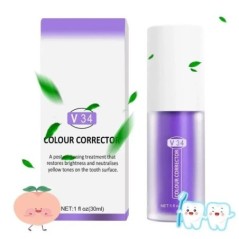 V34 30 ml SMILEKIT lila fehérítő fogkrém foltok eltávolítása csökkenti a sárguló fogak ápolását íny Friss lélegzet, világító fog