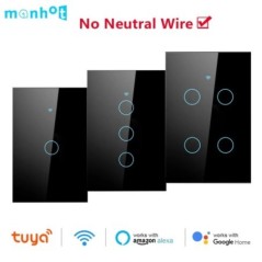 Tuya Smart Life Wifi Touch Light kapcsoló Vezeték nélküli távirányító LED fénykapcsolók Nincs szükség semleges vezetékre 1-4 Gan