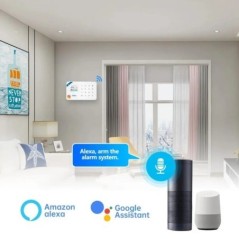 A KERUI Tuya Smart WIFI GSM biztonsági riasztórendszer működik az Alexa otthoni betörő mozgásérzékelő füstajtó ablakérzékelő alk