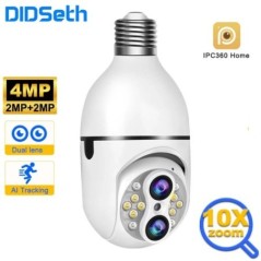 DIDSeth E27 5MP kétlencsés kamera 10X digitális zoom villanykörte IP kamera kétirányú audio E27 színes éjszakai látás biztonsági