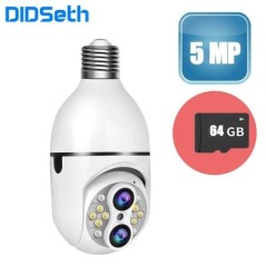 DIDSeth E27 5MP kétlencsés kamera 10X digitális zoom villanykörte IP kamera kétirányú audio E27 színes éjszakai látás biztonsági