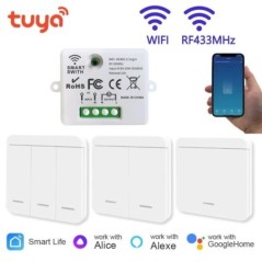 WiFi fénykapcsoló Tuya Smart Home Smart Life RF433Mhz vezeték nélküli APP Hangvezérlés Okos otthoni munka a Google Home segítség