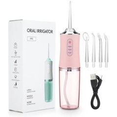 Oral Irrigator Hordozható fogászati vízselyem USB újratölthető vízsugár fogselyem, 4 Jet Tip 220ml 3 mód IPX7 1400rpm