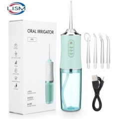 Oral Irrigator Hordozható fogászati vízselyem USB újratölthető vízsugár fogselyem, 4 Jet Tip 220ml 3 mód IPX7 1400rpm