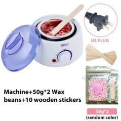 200CC Wax Heater melegítő szőrtelenítő gép kéz lábhoz Body SPA epilátor paraffin viasz edény + viaszbab + fa pálcikák