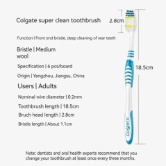 Colgate 6 csomagos fogkefe fogtisztító családi pár Finom puha, közepes hajú utazóruha férfiaknak és nőknek Hátsó fogtisztítás