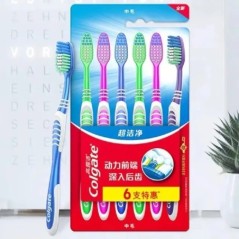 Colgate 6 csomagos fogkefe fogtisztító családi pár Finom puha, közepes hajú utazóruha férfiaknak és nőknek Hátsó fogtisztítás