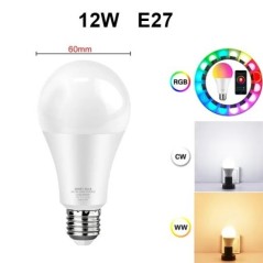 AVATTO Tuya WiFi intelligens izzó, szabályozható E27 RGB LED lámpa, Smart Life APP távirányító, hangvezérlés Alexa Google Home-h