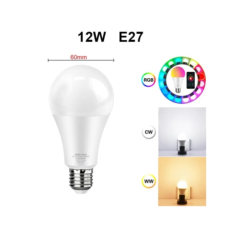 AVATTO Tuya WiFi intelligens izzó, szabályozható E27 RGB LED lámpa, Smart Life APP távirányító, hangvezérlés Alexa Google Home-h