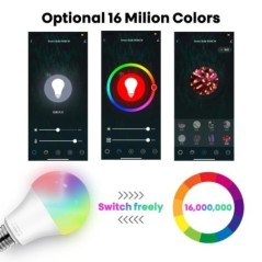 AVATTO Tuya WiFi intelligens izzó, szabályozható E27 RGB LED lámpa, Smart Life APP távirányító, hangvezérlés Alexa Google Home-h