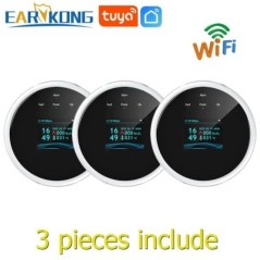 EARYKONG Wifi Földgáz érzékelő Smart Home LPG gáz riasztó érzékelő szivárgás érzékelő Wifi hőmérséklet érzékelők