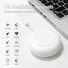 Baba alvó gép White Noise Sound Machine 10 nyugtató hang lejátszó Időzített kikapcsolás Hangerő Állítható USB Újratölthető