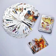 5-55 DB Cartas pokemon francaise español Aranykártyák Spanyol Angol Fólia Arany ezüst kártyák Metalicas Charizard Vmax Gx játékk