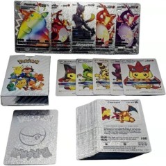 5-55 DB Cartas pokemon francaise español Aranykártyák Spanyol Angol Fólia Arany ezüst kártyák Metalicas Charizard Vmax Gx játékk