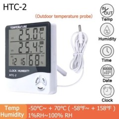 HTC-1 HTC-2 LCD elektronikus digitális hőmérséklet páratartalom mérő otthoni hőmérő páratartalom beltéri kültéri meteorológiai á