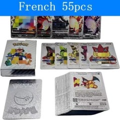 5-55 DB Cartas pokemon francaise español Aranykártyák Spanyol Angol Fólia Arany ezüst kártyák Metalicas Charizard Vmax Gx játékk