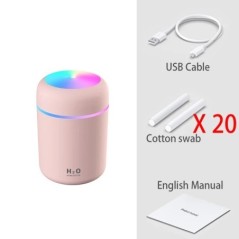 300 ml-es H2O légpárásító hordozható mini USB aromadiffúzor hideg párával hálószoba otthoni autónövények tisztító Humificador