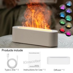 KINSCOTER RGB Flame Aroma Diffúzor Légpárásító Ultrahangos Cool Mist Készítő Fogger LED Illóolaj Diffúzor Illat Kezdőlap