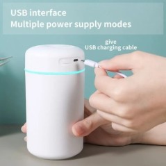 1 db hordozható 390 ml-es légpárásító aromaterápiás párásító otthoni autós USB permetező LED színes éjszakai lámpa tisztítóval