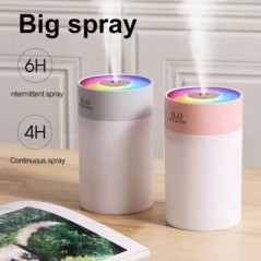 Világító párásító háztartási asztali kis vízkiegészítő spray levegő párásító USB autós hordozható éjszakai lámpa 260ml