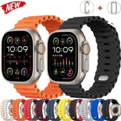 Ocean szíj Apple Watch Ultra 2 Band 49mm 9 8 7 45mm 41mm Szilikon karkötő csuklópánt iWatch 6 5 4 3 SE 44mm 40mm 42mm szíj