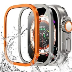 Fém tok Apple Watch Ultra 49 mm-es fedél edzett üveg képernyővédő fólia vízálló védő lökhárító iWatch 49 mm átlátszó fólia